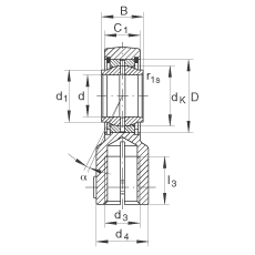 液壓桿端軸承 GIHNRK16-LO, 根據(jù) DIN ISO 12 240-4 標(biāo)準(zhǔn)，帶右旋螺紋夾緊裝置，需維護(hù)