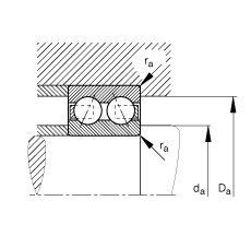 角接觸球軸承 3003-B-TVH, 雙列，接觸角 α = 25°