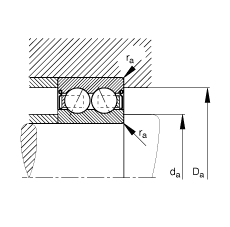 角接觸球軸承 3003-B-2Z-TVH, 雙列，雙側(cè)間隙密封，接觸角 α = 25°