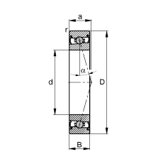 主軸軸承 HCS71916-C-T-P4S, 調節，成對安裝，接觸角 α = 15°，兩側唇密封，非接觸，限制公差