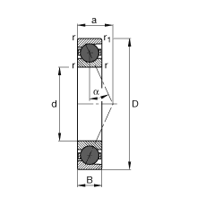 主軸軸承 HCB71916-E-T-P4S, 調節，成對或單元安裝，接觸角 α = 25°，陶瓷球，限制公差