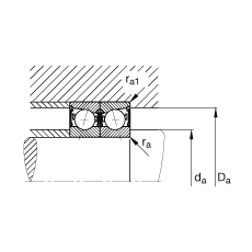 主軸軸承 B7207-C-2RSD-T-P4S, 調(diào)節(jié)，成對(duì)安裝，接觸角 α = 15°，兩側(cè)唇密封，非接觸，加嚴(yán)公差
