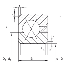薄截面軸承 CSXA065, 四點接觸球軸承，類型X，運行溫度 -54°C 到 +120°C