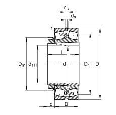 調心滾子軸承 23936-S-K-MB + H3936, 根據(jù) DIN 635-2 標準的主要尺寸, 帶錐孔和緊定套